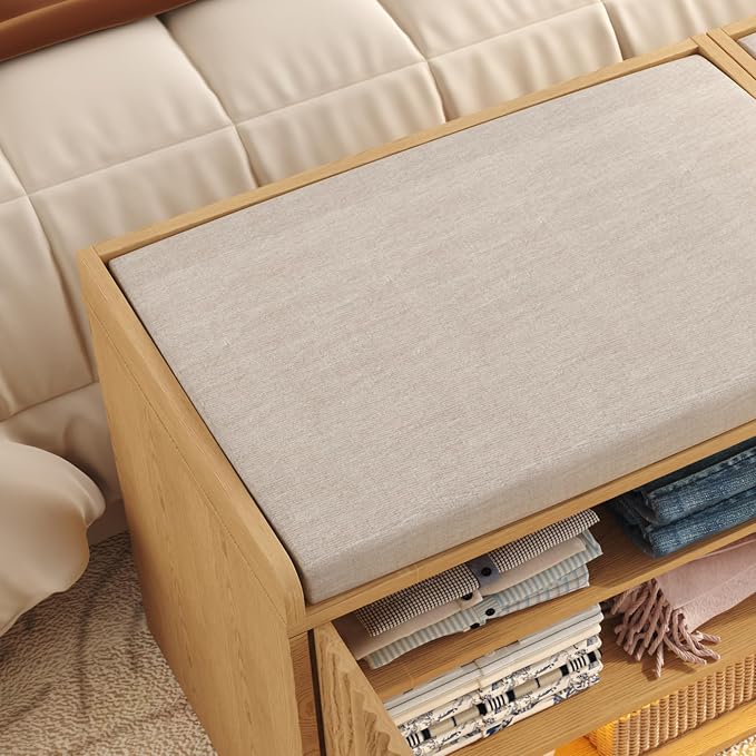 HOMEFORT 23.6" Fluted Shoe Storage Bench, Small Entryway Bench - Image 9