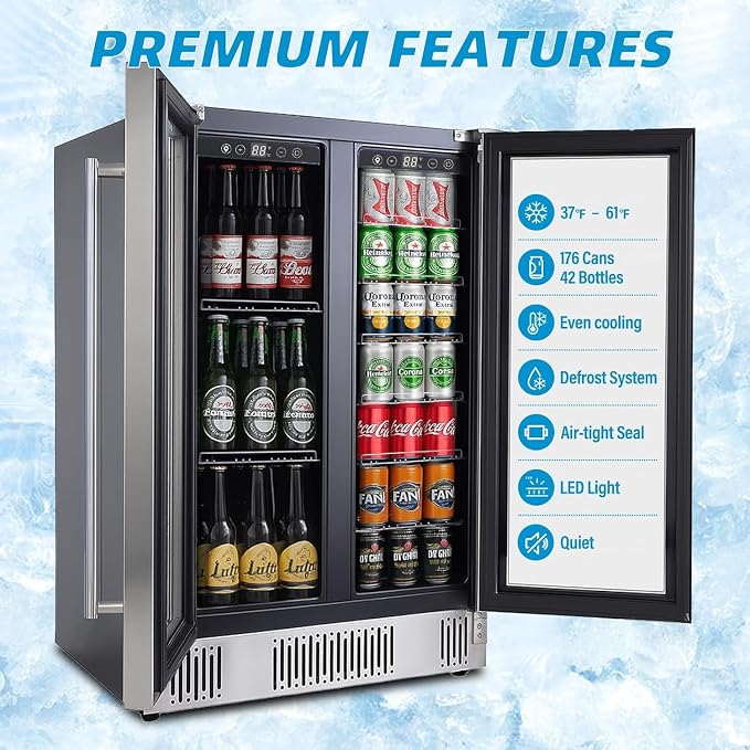 Wine and Beverage Refrigerator, Dual Zone Beverage Cooler Under Counter - Image 7