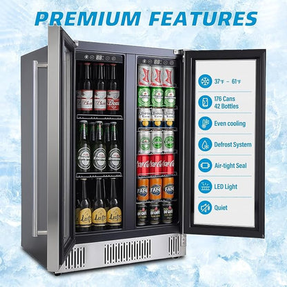 Wine and Beverage Refrigerator, Dual Zone Beverage Cooler Under Counter - Image 7
