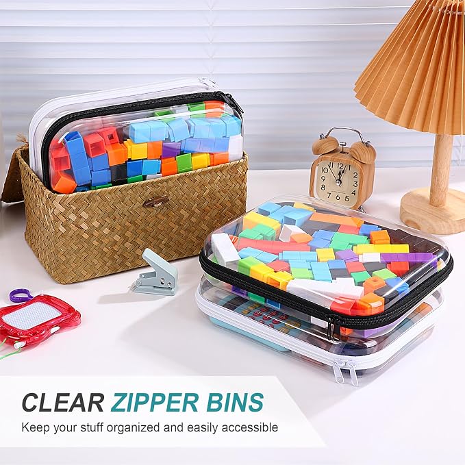 Hoolerry 4 Pcs Hard Clear Zipper Case Makeup Bags Plastic Pencil Pouch - Image 5
