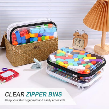 Hoolerry 4 Pcs Hard Clear Zipper Case Makeup Bags Plastic Pencil Pouch - Image 5