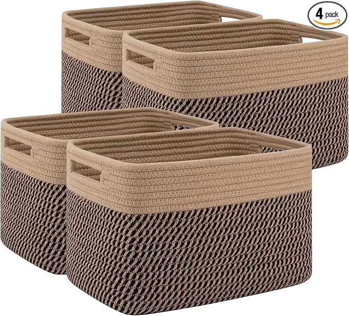 4 Pack Storage Baskets for Organizing, Woven Baskets for Shelves by SIXDOVE
