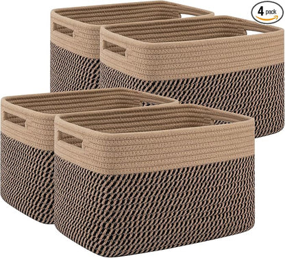 4 Pack Storage Baskets for Organizing, Woven Baskets for Shelves by SIXDOVE