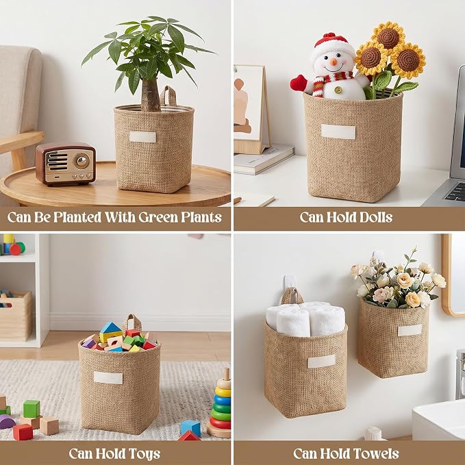 Small Hanging Basket 2Pcs Small Wall Basket Hanging Storage Basket | Cotton & - Image 3