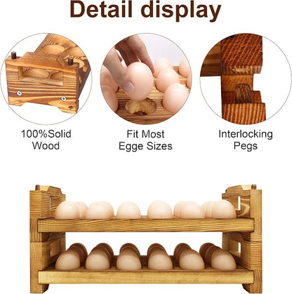 CVHOMEDECO. Wooden Egg Holder Countertop Fresh Egg Holders Firewood Egg - Image 4