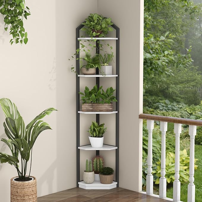 Fun Memories 5 Tier Corner Shelf, 70” Corner Shelf Stand, Corner Bookshelf - Image 7