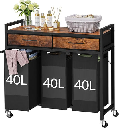 Laundry Sorter 3 Section, 120 L Laundry Hamper by TEENFON