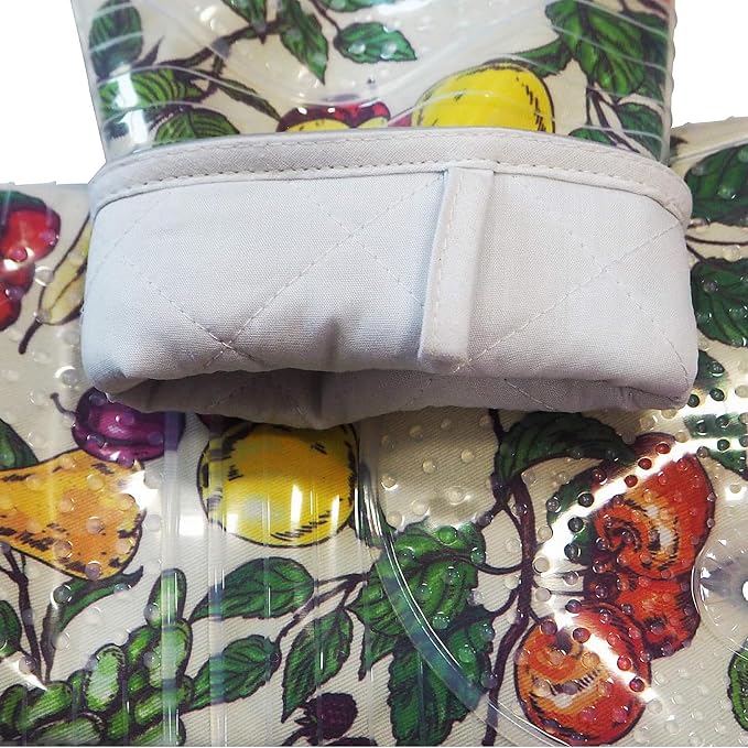 Oven Mitts Set of 2 with Transparent Clear Silicone Shell and Nice Friut Flower - Image 5