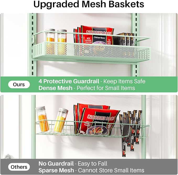 SNTD 8 Tiers Over the Door Organizer, Height Adjustable Spice Rack, Dense Mesh - Image 5