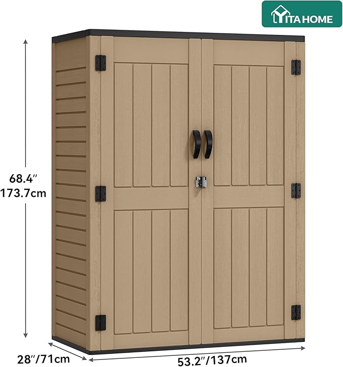 YITAHOME 59 Cuft Outdoor Tall Storage Shed, Waterproof Vertical Resin Shed - Image 8