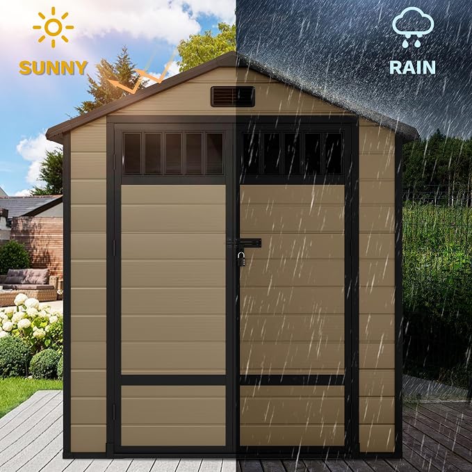 DWVO Outdoor Storage Shed, All-Weather Resin Plastic Storage Shed - Image 5