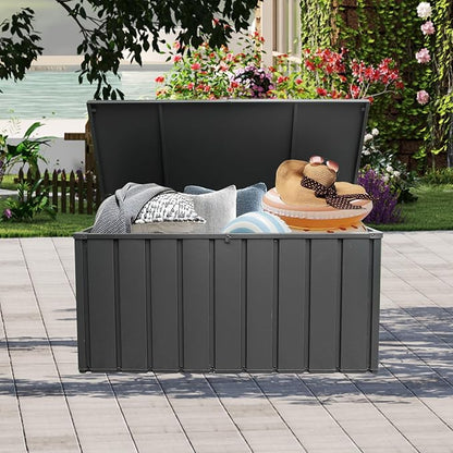 Domi 100 Gallon Deck Box, Outdoor Metal Lockable Storage Cabinet, Waterproof - Image 2