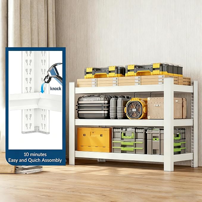 Wanfu Garage Shelving, Adjustable Heavy Duty 3 Tier Shelf - Image 7