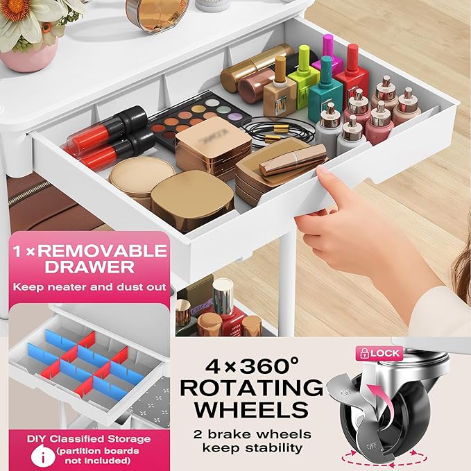 Goovilla Rolling Makeup Organizer Cart - Image 3