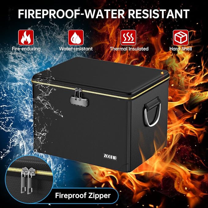 Fireproof Document Box, Hard Case File Organizer - Image 2