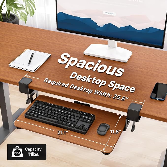 BONTEC KMT01 Under Desk Keyboard Tray, Pull-Out Keyboard & Mouse Platform - Image 3