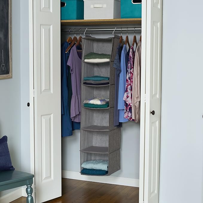 Household Essentials 6-Shelf Linen Hanging Closet Organizer - Image 2