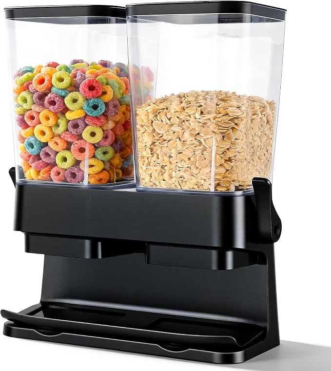 Cereal Dispenser Countertop 2 Pack, Double 3L Airtight Cereal Storage Container by adorabby