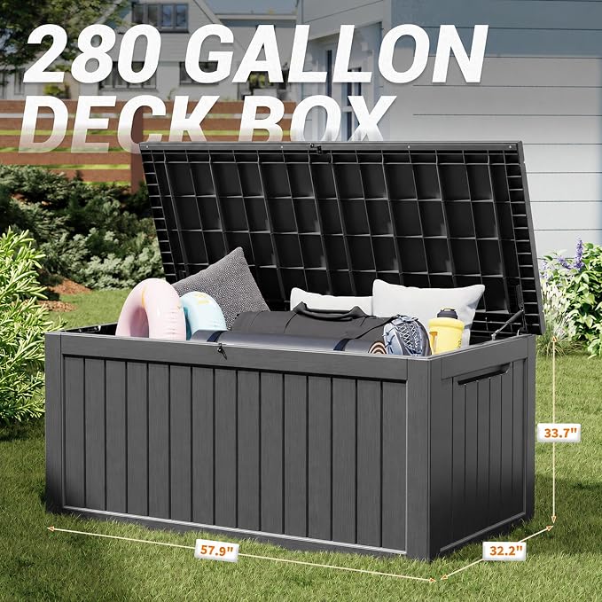 KAMABOKO 280 Gallon Outdoor Storage Box, Resin Deck Boxes Indoor and outdoor - Image 2