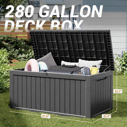 KAMABOKO 280 Gallon Outdoor Storage Box, Resin Deck Boxes Indoor and outdoor - Image 2