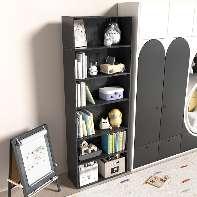Wooden 6 Tier Book Shelf, 6 Cube Storage Organizer, 6 Tier Low Bookcase Storage - Image 5