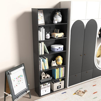 Wooden 6 Tier Book Shelf, 6 Cube Storage Organizer, 6 Tier Low Bookcase Storage - Image 5