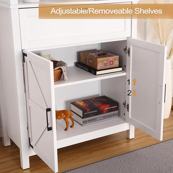 GarveeHome Bookshelf with Doors, 6-Tire Farmhouse Storage Cabinet Bookcase - Image 7