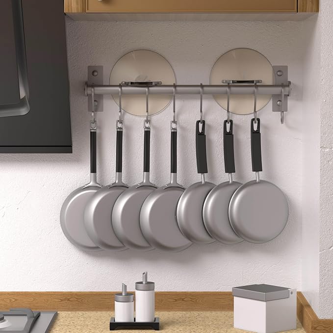 Dseap Kitchen Utensil Holder Hanger, Pot and Pan Rack Wall Mounted, Kitchen Rail - Image 2