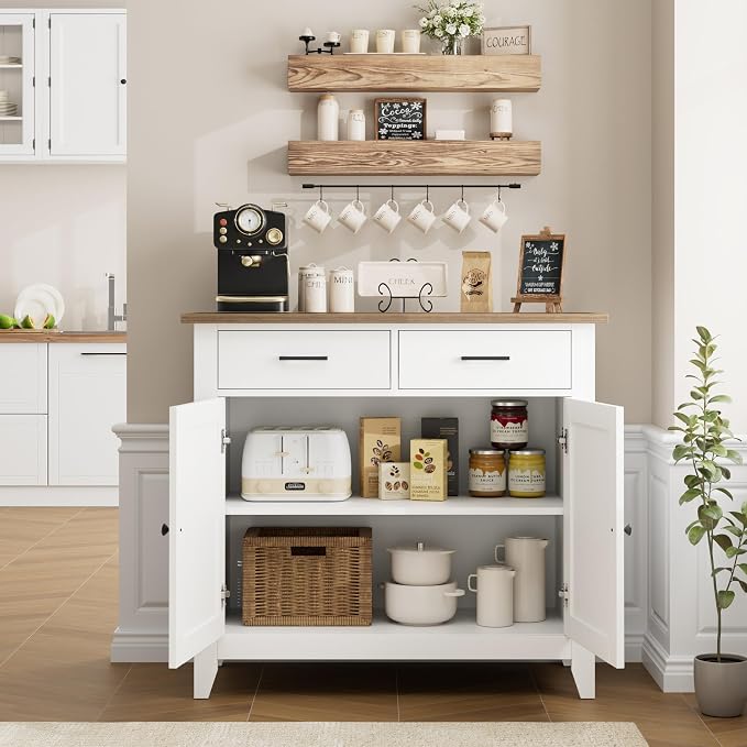 HORSTORS Farmhouse Kitchen Storage Cabinet, Small Buffet, Coffee Bar, 35.8"W - Image 5