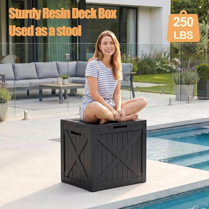 35 Gallon Waterproof Resin Deck Box, Outdoor Lock Toy Storage Bins Container - Image 5
