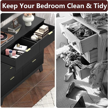 Fluted Dresser for Bedroom, 8 Drawer Dresser for Closet, Storage Cabinet and - Image 8