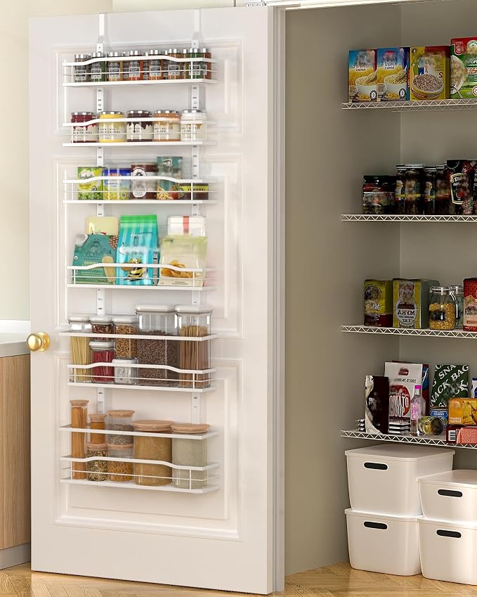 Moforoco White 6-Tier Over Door Pantry Organizer, Pantry Organization Storage - Image 7