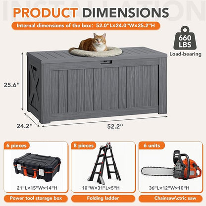 130 Gallon Deck Box Outdoor Indoor Waterproof Storage Box - Image 8