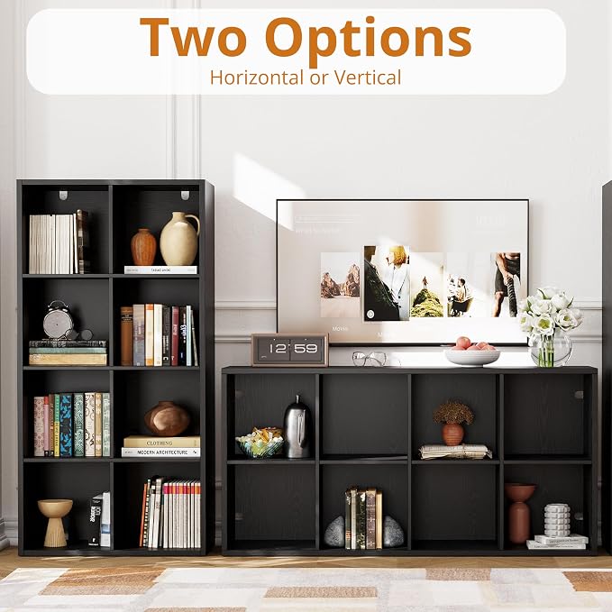 IRONCK Bookshelf, 8-Cube Storage Cube Shelf Organizer, Extra Thick Frame - Image 5