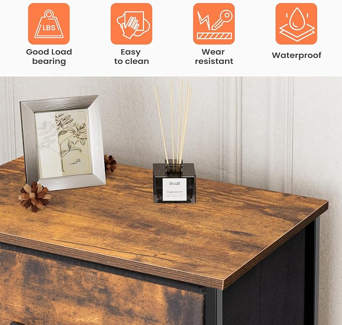 Tall Dresser Vertical Fabric Storage Tower, 5 Drawers | Sturdy Steel Frame - Image 9