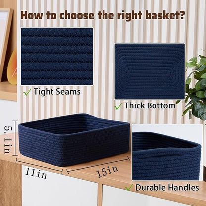Large Shallow Organizing Baskets 15x11x5.1 Inches - Image 2