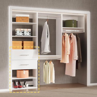 2 Drawer Short Tower Closet Unit, Modular Closet System, Wood Closet System - Image 2
