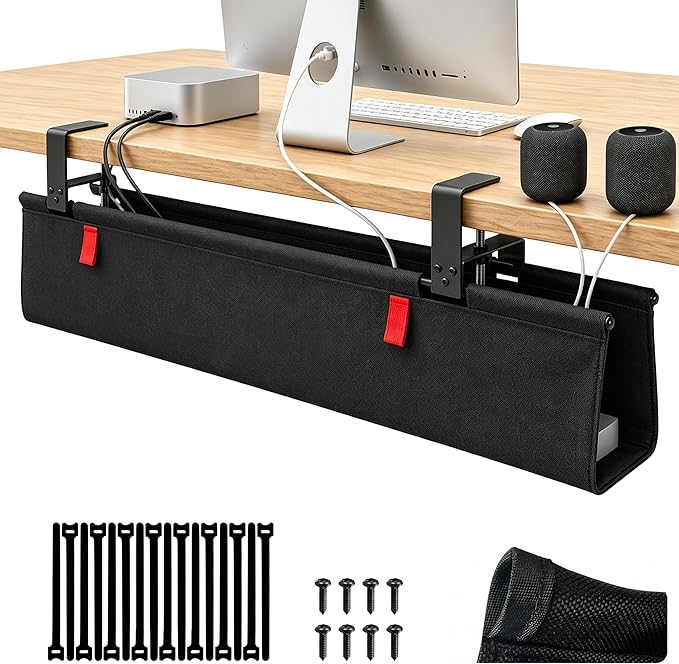 Under Desk Cable Management No Drill – 36" L x 6" W Cord Organizer, Upgraded by Unknown