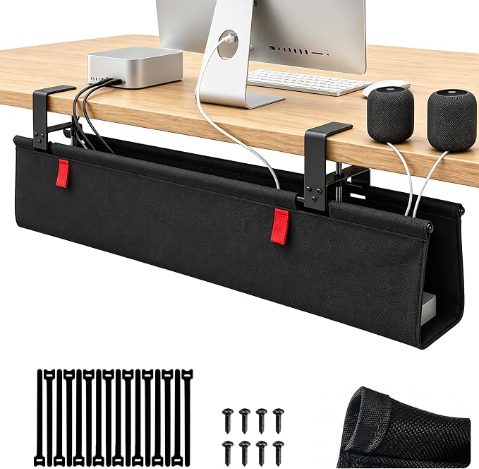 Under Desk Cable Management No Drill – 28" L x 6" W Cord Organizer, Upgraded by Unknown