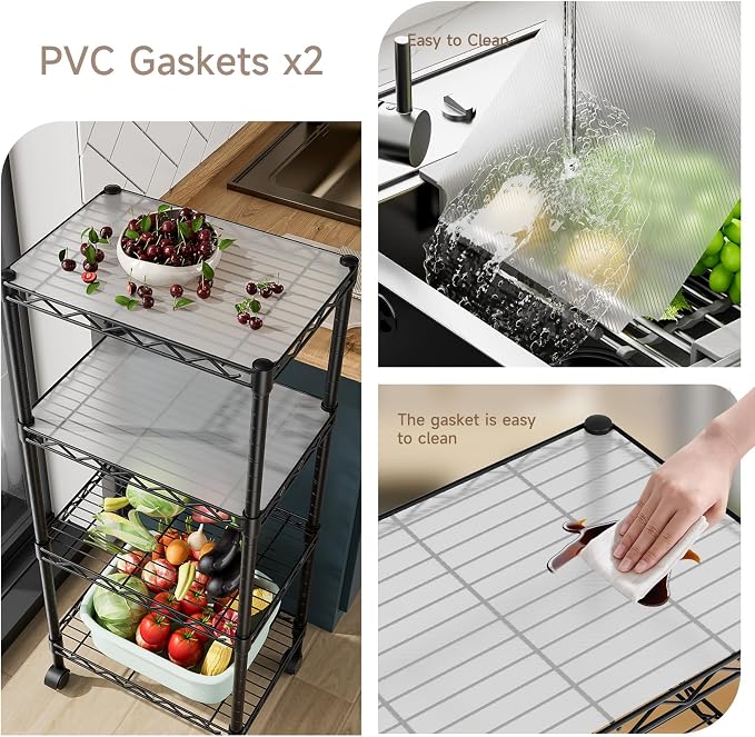 4 Tier Adjustable Storage Shelves Heavy Duty Metal Utility Shelf Wire Shelving - Image 5