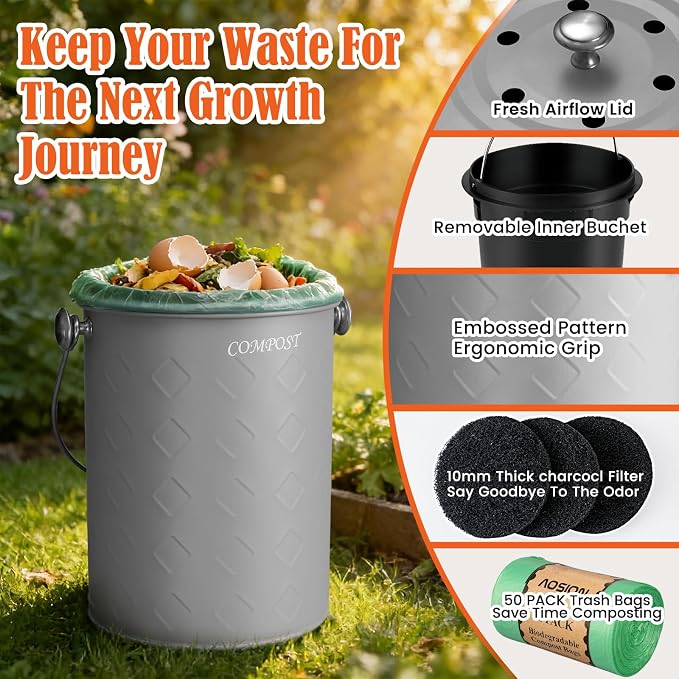 AOSION Countertop Compost Bin Kitchen, Odorless Indoor Compost Bin - Image 6