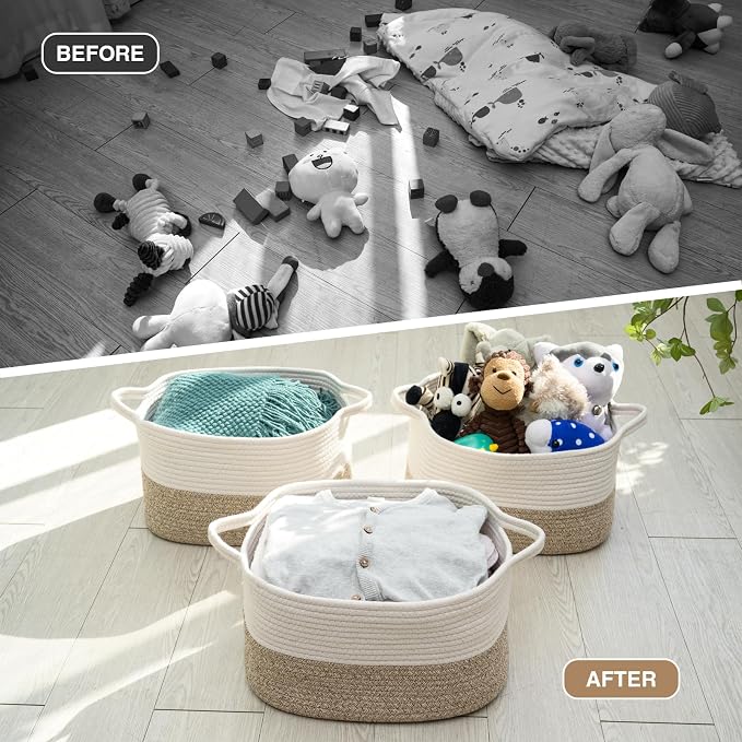 DUHEL Cotton Rope Woven Storage Basket, Used - Image 4