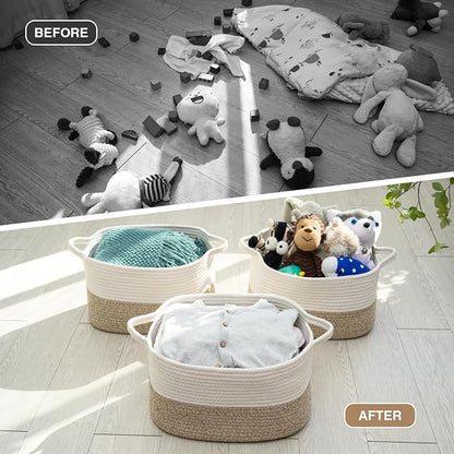 DUHEL Cotton Rope Woven Storage Basket, Used - Image 4