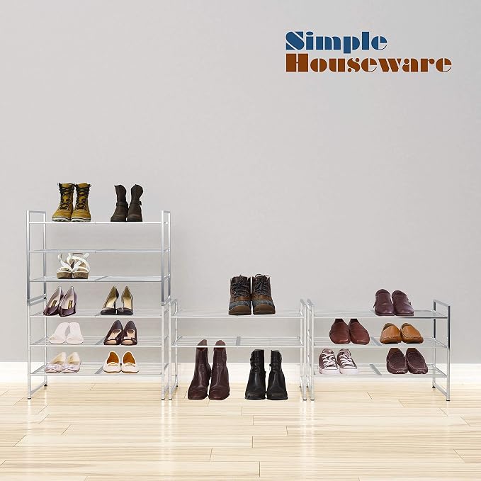Simple Houseware 3-Tier Stackable Shoes Rack Storage Shelf - Image 5