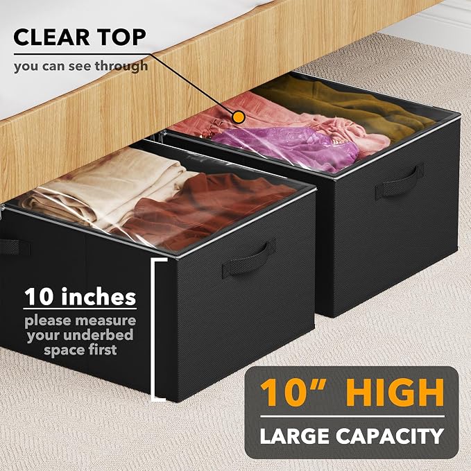 SpaceAid 2 Pack 10" High Under Bed Storage Containers, Large Underbed Storage - Image 2