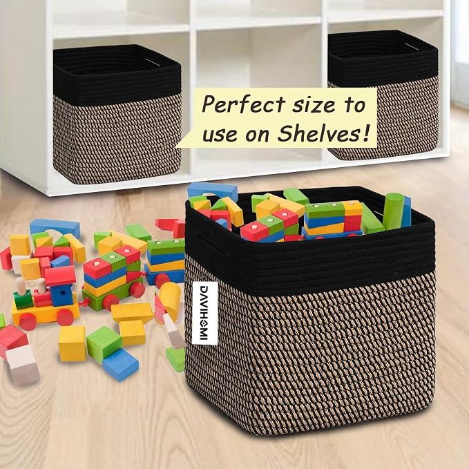 Cube Storage Bins 11 Inch Cotton Rope Woven Storage Basket - Image 2