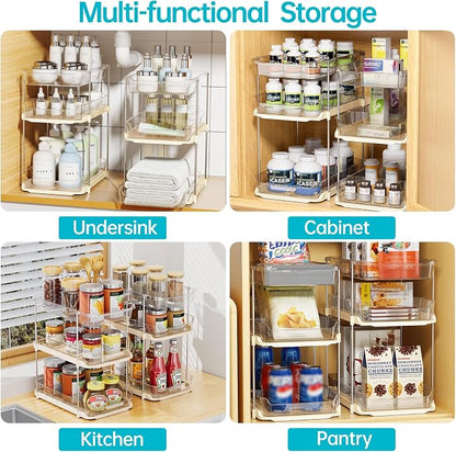 Delamu 2 Pack 3-Tier Bathroom Under Sink Organizers and Storage, Pull Out Clear - Image 6