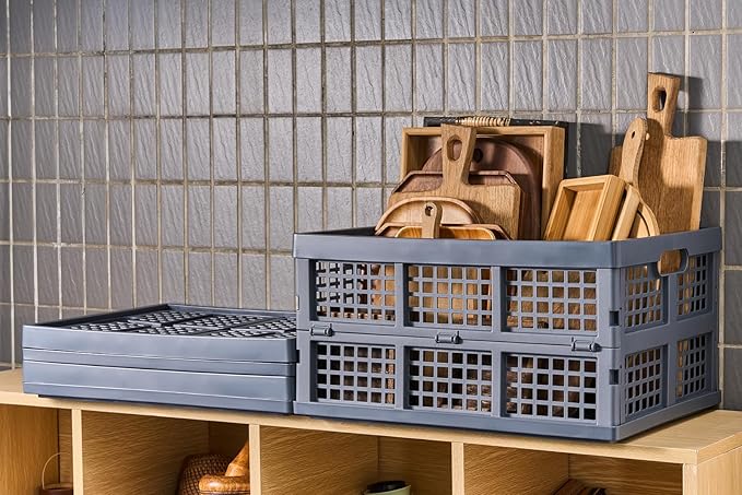 3-Pack Plastic Collapsible Storage Crates-30L, Foldable Plastic Crates - Image 6