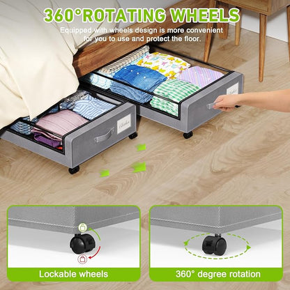 Tututry Under Bed Storage with Wheels, XXL 60L Under the Bed Storage Bins - Image 3