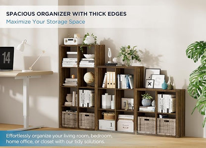 16 Cube Storage Organizer Bookcase, Thick Frame Wood Grain Storage Shelf - Image 3